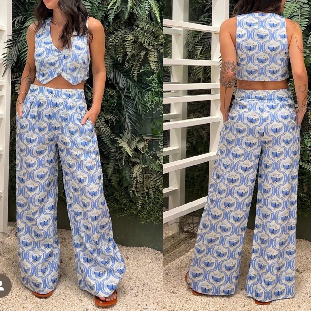 FARM Rio linen vest and pants set.